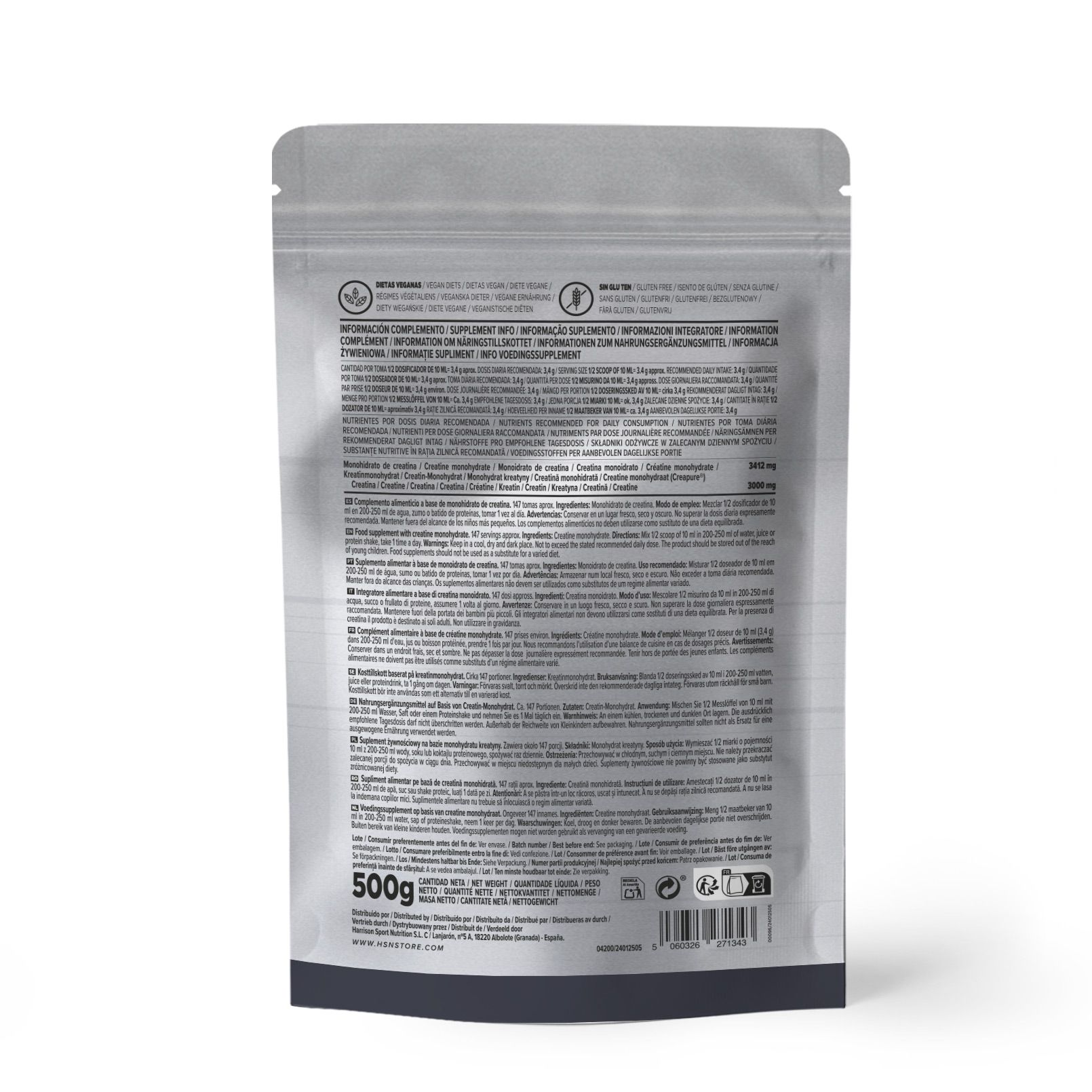 CREATINA EXCELL (100% Creapure®) EN POLVO 500g
