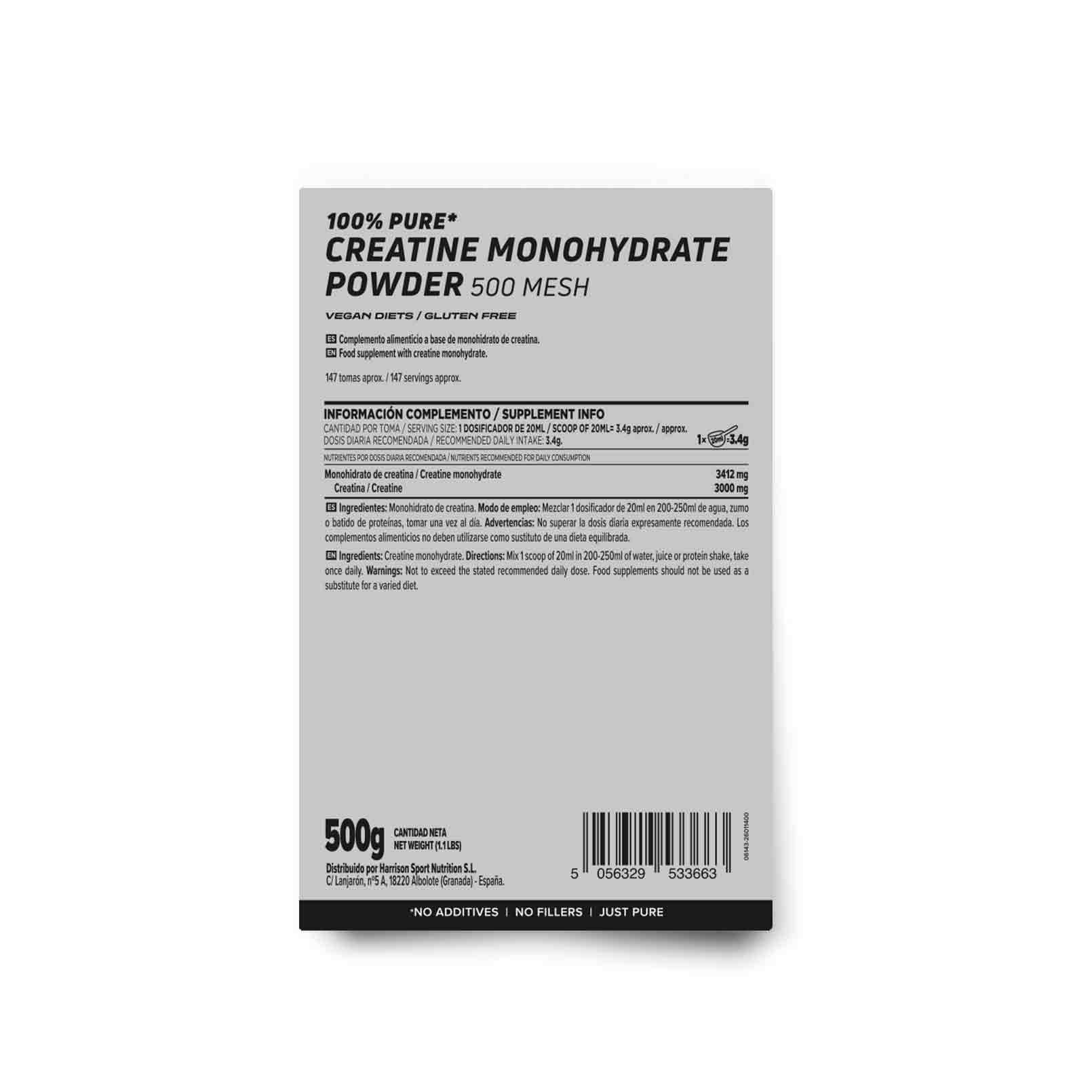 CREATINA MONOHIDRATO EN POLVO 500g